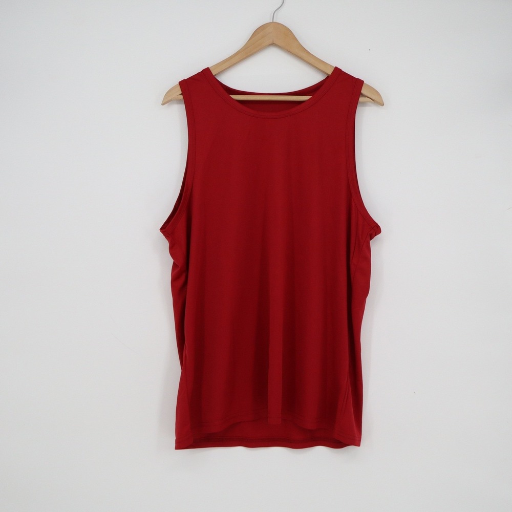 Unbranded Mens Red Athletic Tank Top Polyester Sleeveless Gym Shirt Size L - Picture 2 of 5